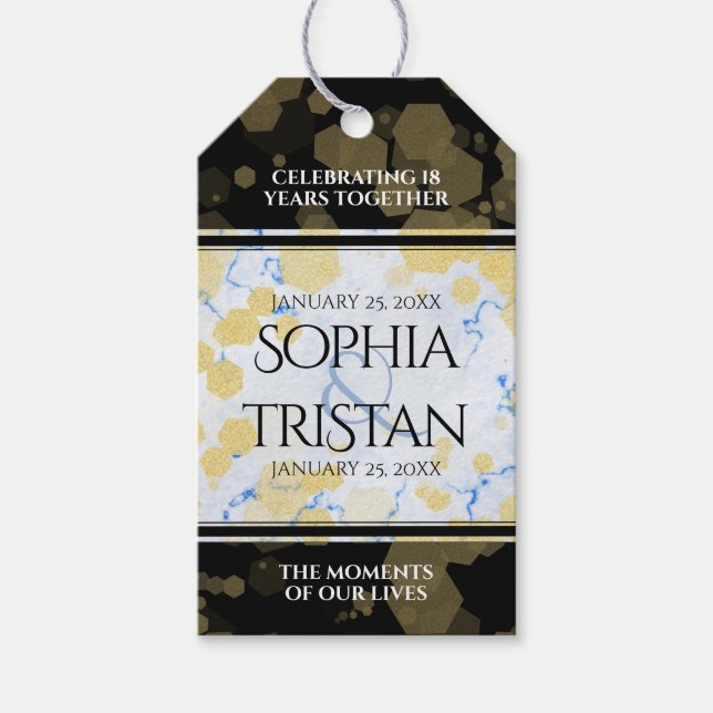 Elegant 18:e Porcelain Bröllop-årsdagen Presentetikett (Framsidan)