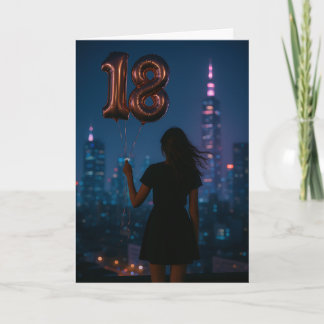 Elegant 18th Birthday City Lights Balloon Kort