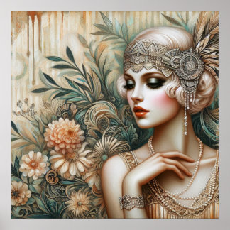 Elegant 1920-talet Flapper Dam från 20-talet Poster