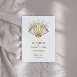 Elegant 1920-tals Gatsby-inspirerad Art Deco Bröll Inbjudningar