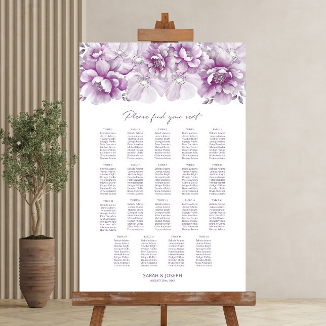 Elegant 19 bords rosafärgad blomsterbröllop Bordsk Poster (Skapare uppladdad)