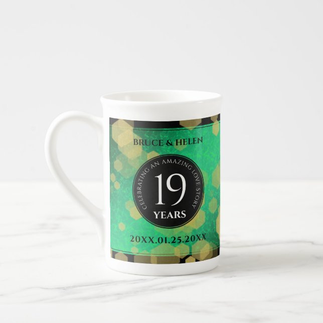 Elegant 19:e Jade Bröllop-årsdagen Firande Benporslin Mugg (Vänster)