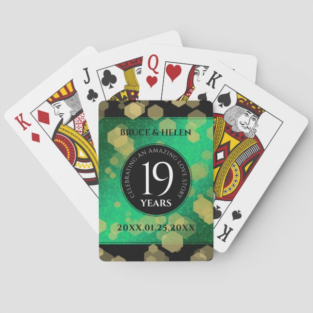 Elegant 19:e Jade Bröllop-årsdagen Firande Casinokort (Baksidan)