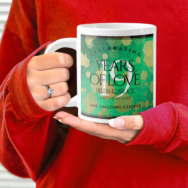 Elegant 19:e Jade Bröllop-årsdagen Firande Jumbo Mugg (19th Wedding Anniversary Jumbo Coffee Mug Cover Photo.)