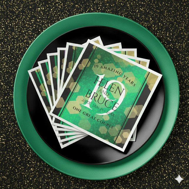 Elegant 19:e Jade Bröllop-årsdagen Firande Pappersservett (Elegant 19th Jade Wedding Anniversary Napkins Cover Photo)