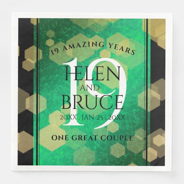 Elegant 19:e Jade Bröllop-årsdagen Firande Pappersservett (Framsida)