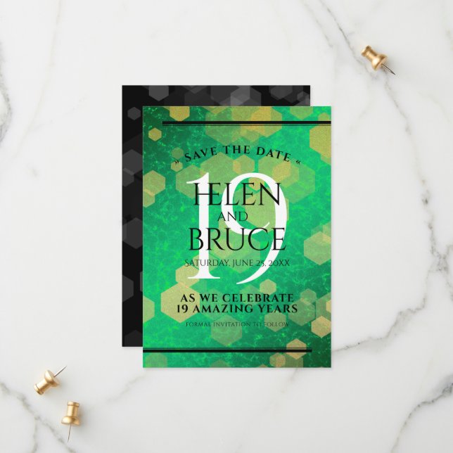 Elegant 19:e Jade Bröllop-årsdagen Firande Spara Datumet (Fram/Back In Situ)