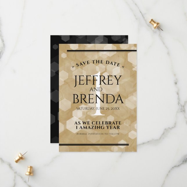 Elegant 1:a årsdagen för Pappra Bröllop i Firande Spara Datumet (Fram/Back In Situ)