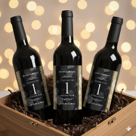 Elegant 1:a årsdagen för Pappra Bröllop i Firande Vinflaska Etikett