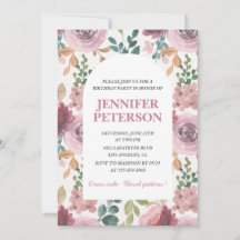 Elegant 1:a födelsedagsinbjudan Blommigt Boho
