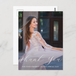 Elegant 1 Photo Quinceanera Rosa Blommigt Script Vykort