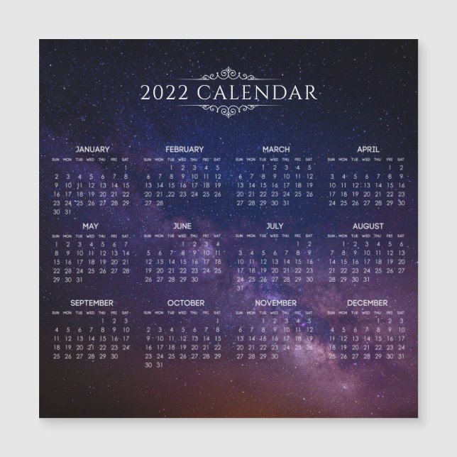 Elegant 2022 kalender på Vintergatan | Magnetisk k (Framsida)