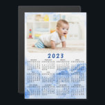 Elegant 2023 Magnetic Photo Calendar Blue White<br><div class="desc">Den här moderna eleganten 2023-magnetkalender är lätt att anpassa med ett personligt foto för att skapa en unik keepy för dina kära. Den blå och vita designen med din bild är söt för stil insida, och är en praktisk presentidé. Klicka på "Anpassa den här mallen" och ändra fotot för att...</div>