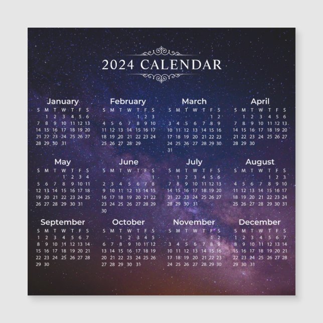 Elegant 2024 Kalender om mjölkaktig väg | Magnetko (Framsida)