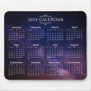 Elegant 2024 Kalender om mjölkaktig väg Mousepad Musmatta
