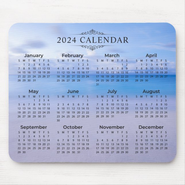 Elegant 2024 - Kalenderbakgrund | Mousepad Musmatta (Framsidan)