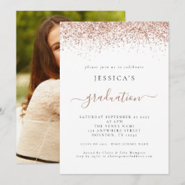 Elegant 2024 Studenten Photo Ro Guld Glitter Inbjudningar