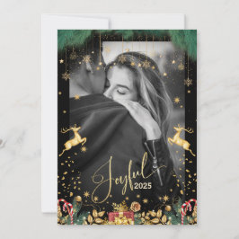 Elegant 2025 Glatta Röda och Guld God jul Julkort