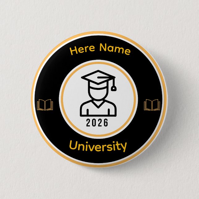 Elegant 2026 Examenspresent | Personlig guldstämpe Knapp (Framsida)