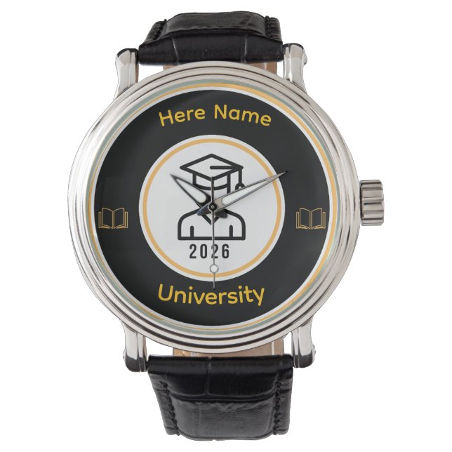 Elegant 2026 Graduate | Personalized Gold Seal Armbandsur (Framsida)