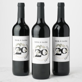 Elegant 20 ÅRSDAG Vin Vinflaska Etikett