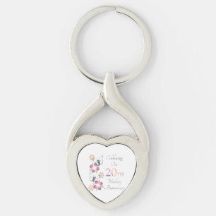 Elegant 20-årsdagen twisted heart silverfärgad nyckelring
