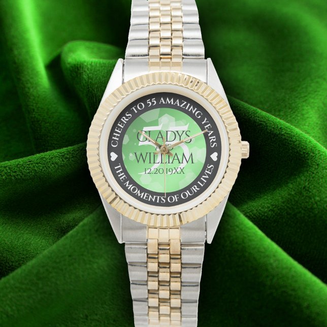 Elegant 20:e 38:e 55:e annonsdagen i Bröllop Armbandsur (Elegant 55th Emerald Wedding Anniversary Wristwatch Cover Photo)