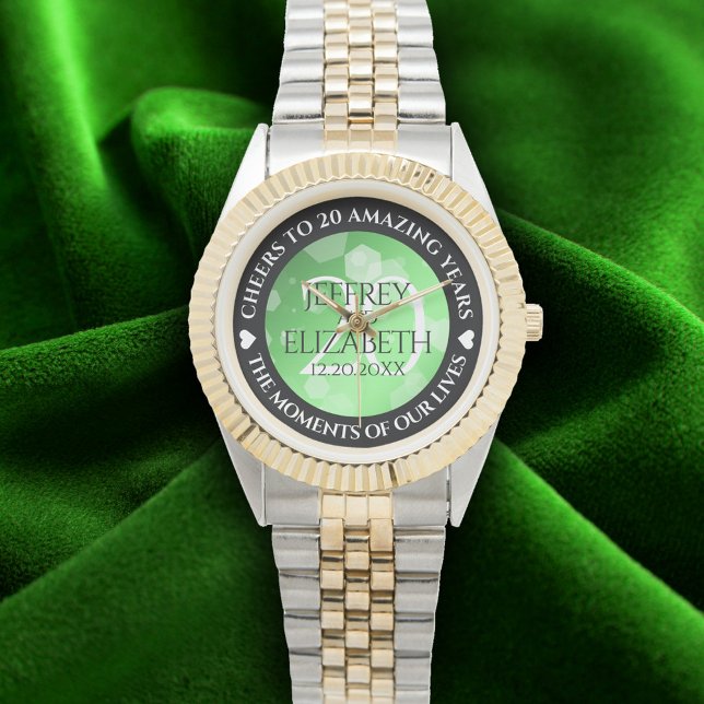 Elegant 20:e årsdagen av Emerald Bröllop Armbandsur (Elegant 20th Emerald Wedding Anniversary Wristwatch Cover Photo)