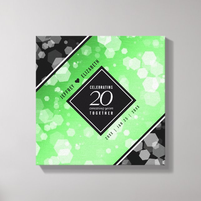 Elegant 20:e årsdagen av Emerald Bröllop Canvastryck (Framsida)