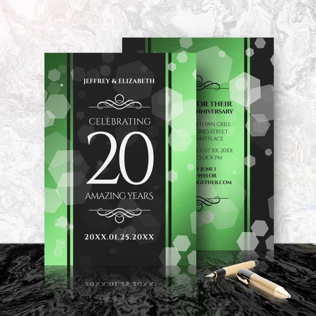 Elegant 20:e årsdagen av Emerald Bröllop Inbjudningar (Skapare uppladdad)