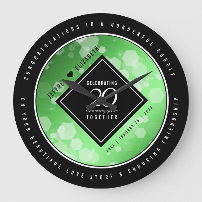 Elegant 20:e årsdagen av Emerald Bröllop Stor Klocka (Framsida)