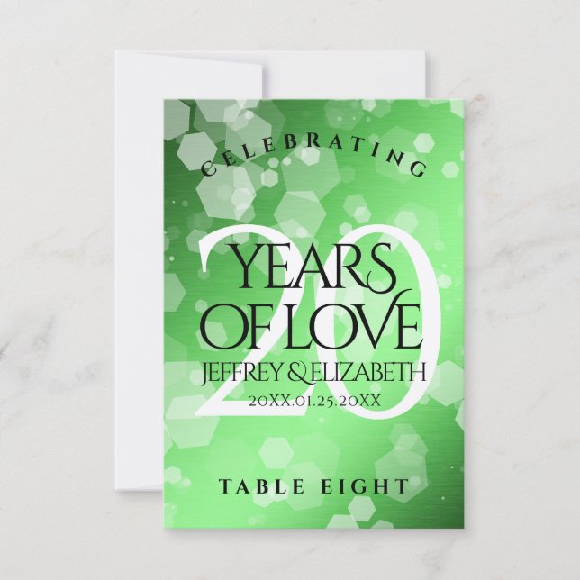 Elegant 20:e årsdagen av Emerald Bröllop Tack Kort (Framsida)