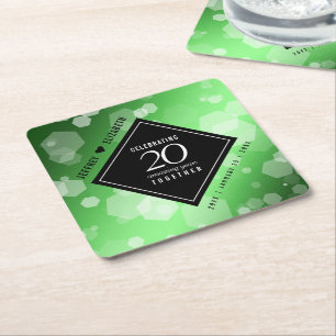 Elegant 20:e årsdagen av Emerald Bröllop Underlägg Papper Kvadrat