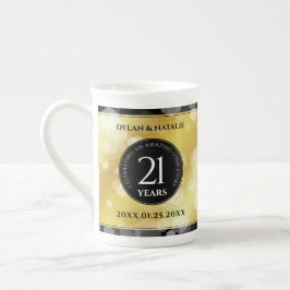 Elegant 21:a Brass Bröllop-årsdagen Firande Benporslin Mugg