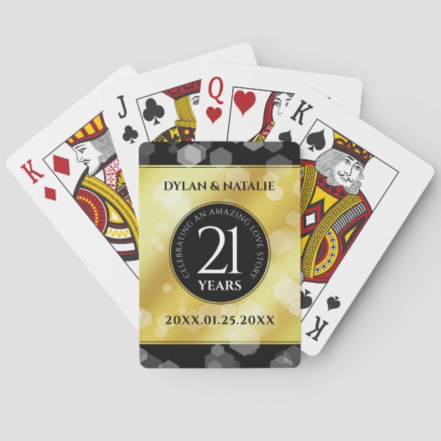 Elegant 21:a Brass Bröllop-årsdagen Firande Casinokort (Baksidan)