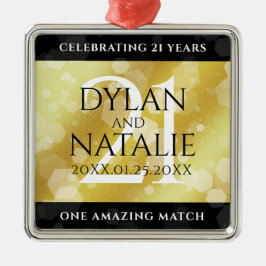 Elegant 21:a Brass Bröllop-årsdagen Firande Julgransprydnad Metall