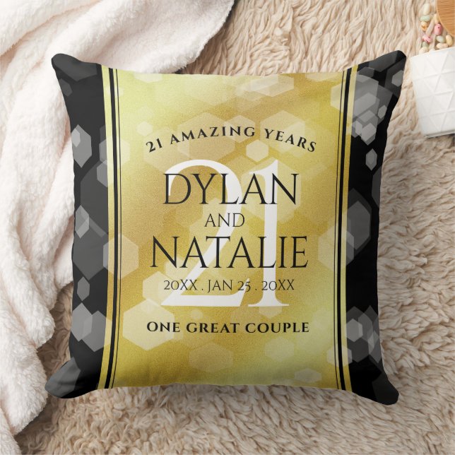 Elegant 21:a Brass Bröllop-årsdagen Firande Kudde (Filt)