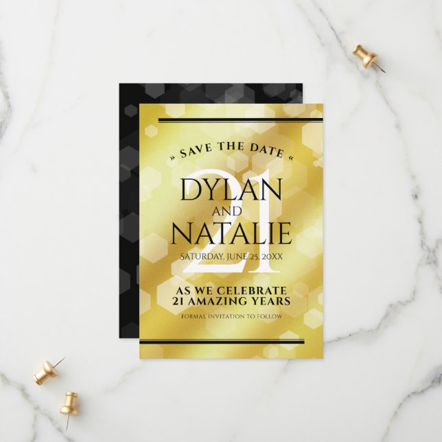 Elegant 21:a Brass Bröllop-årsdagen Firande Spara Datumet (Fram/Back In Situ)