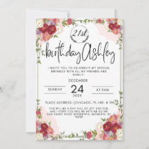Elegant 21:a födelsedag med blommor