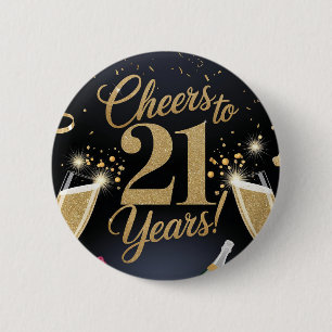 "Elegant 21:a födelsedagsdesignen - Guld Glitter Knapp