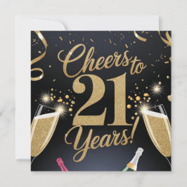 "Elegant 21:a födelsedagsdesignen - Guld Glitter Kort
