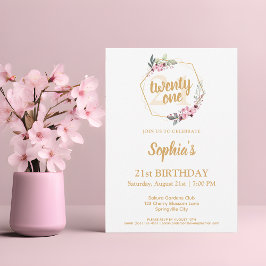 Elegant 21:a födelsedagsinbjudan - Blommigtens cha Inbjudningar