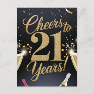 "Elegant 21-årsdesign – Guldglitter" Vykort