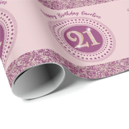 Elegant 21st Birthday Rose Gold Glitter & Stripes Presentpapper