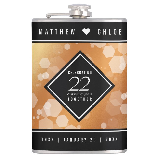 Elegant 22:a årsdagen för koppar-Bröllop Fickplunta (Framsidan)