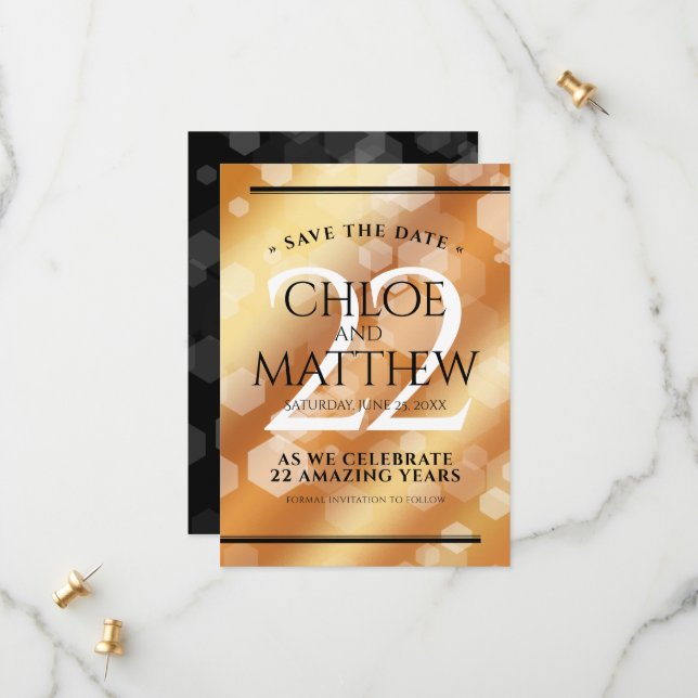 Elegant 22:a årsdagen för koppar-Bröllop Spara Datumet (Fram/Back In Situ)