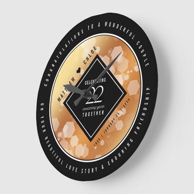 Elegant 22:a årsdagen för koppar-Bröllop Stor Klocka (Vinkel)