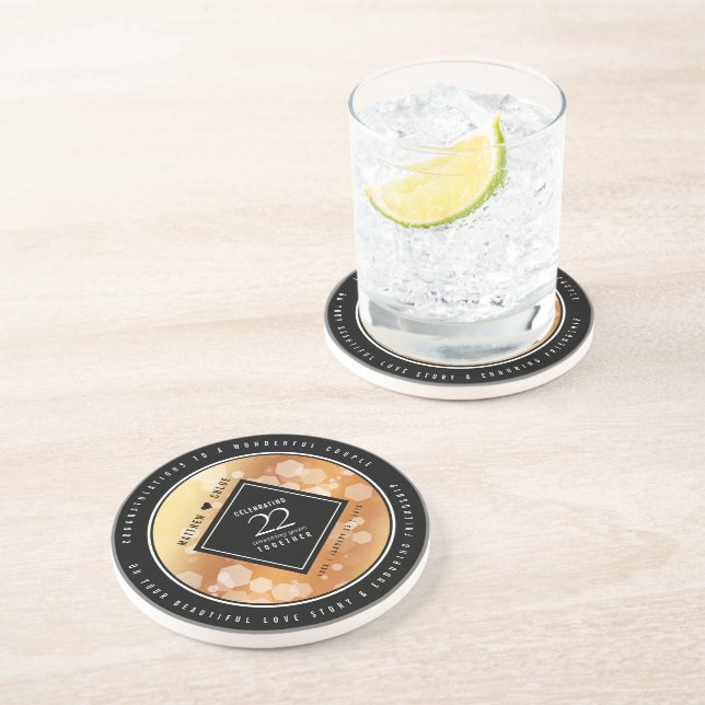 Elegant 22:a årsdagen för koppar-Bröllop Underlägg (Sidan)