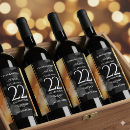 Elegant 22:a årsdagen för koppar-Bröllop Vinflaska Etikett