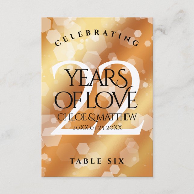 Elegant 22:a Bord-kortet för kopparårsdagen Bröllo Tack Kort (Framsida)